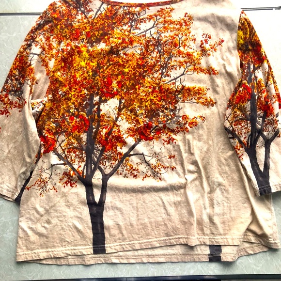 Fall Trees Top. 3/4 sleeve, scoop neck. Halloween-Thanksgiving - Picture 1 of 5